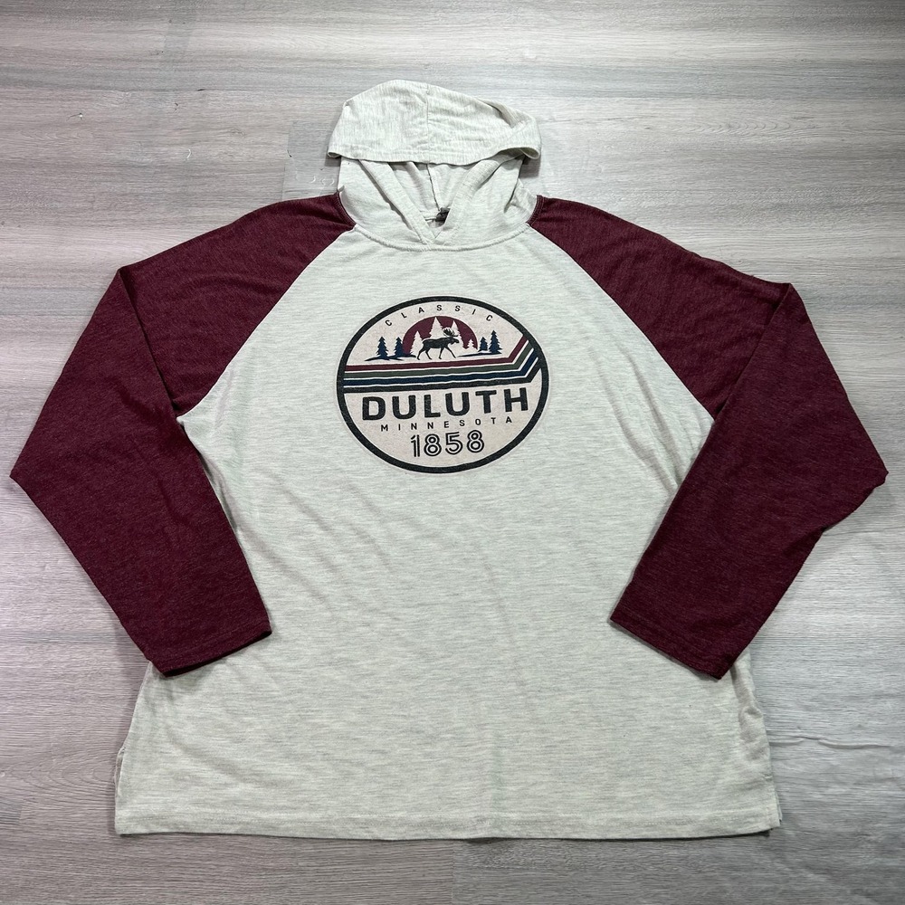 Duluth‎ Minnesota Hoodie Shirt Mens Large Gray Maroon Classic 1858 Graphic